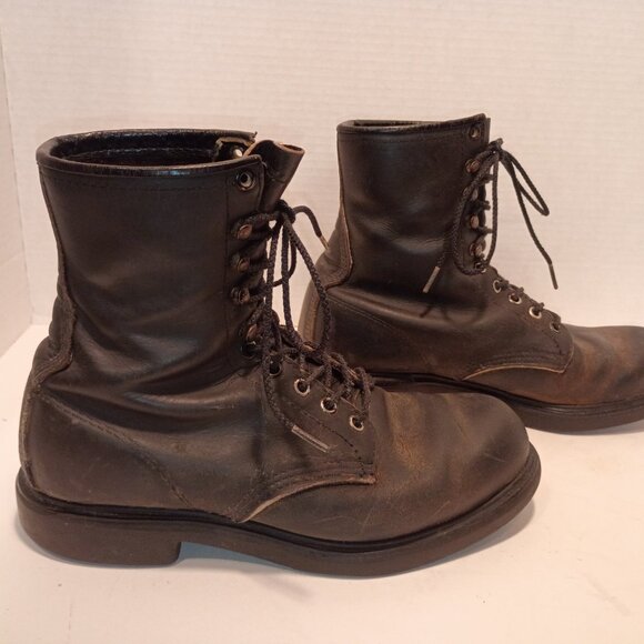 Vintage RED WING Boots Men 9D Black Leather Lace-up Logger Max 24193 Moto Grunge - Picture 6 of 15